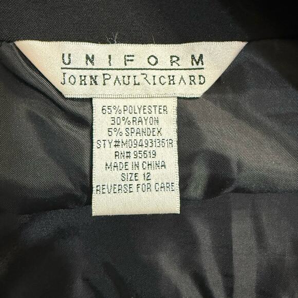 Vintage 90s Black Pleated Button Detail Pencil Skirt John Paul Richard size 12 - Picture 3 of 7